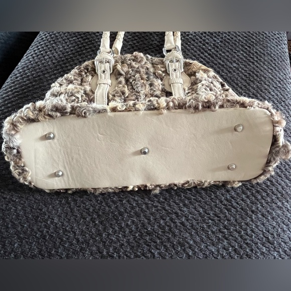 Women’s PAOLO MASI MONGOLIAN CURLY LAMB FUR LEATHER HAND / SHOULDER PURSE  👜 - Picture 12 of 12